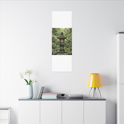 Neutral Stone Lantern Canvas Art - Japanese Pattern Japandi