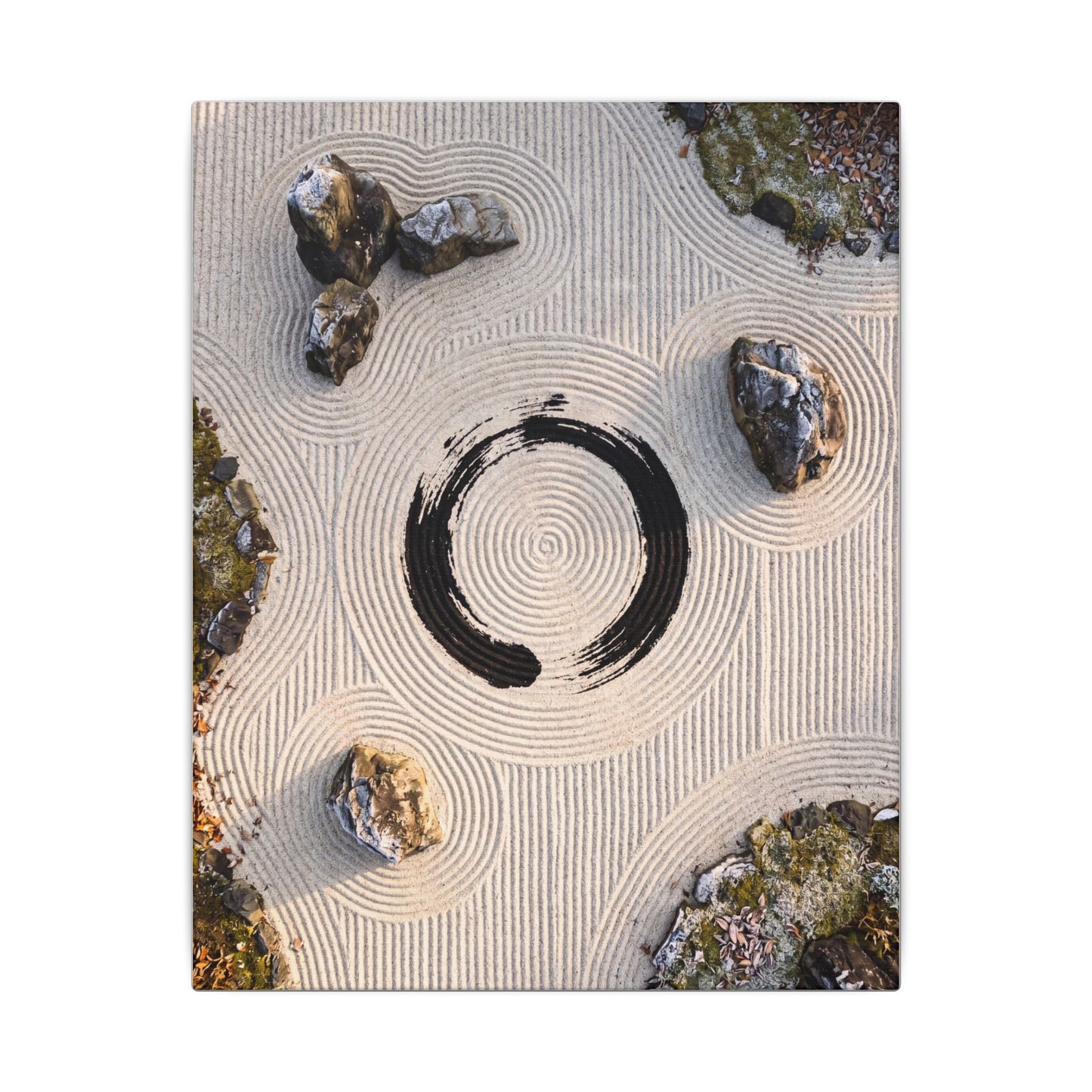 Rock Garden Canvas Art | Winter Zen Enso Art