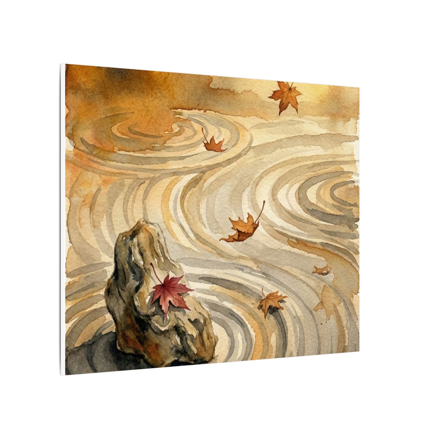 Autumn Rock Garden Watercolor Canvas Art | Neutral Decor