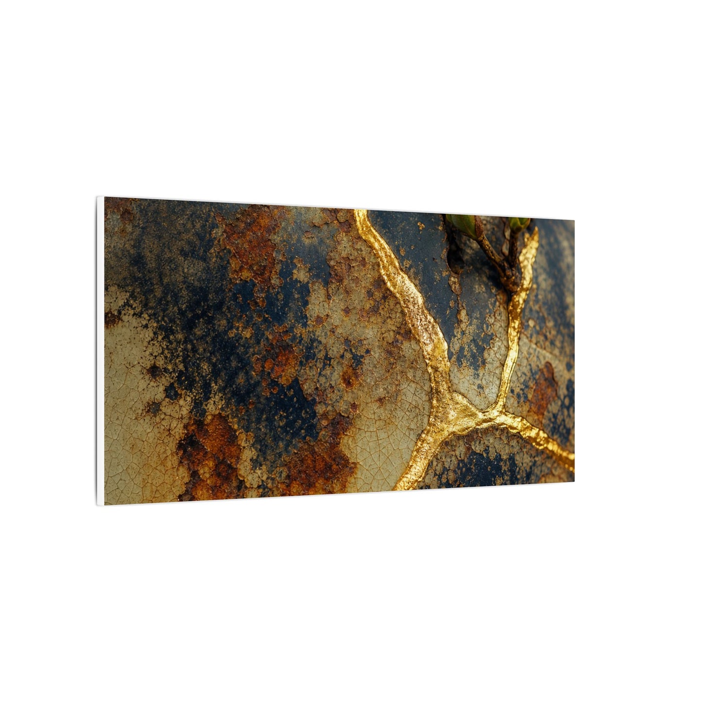 Datsuzoku Rust Patina Canvas Art - Kintsugi Crackle Gold