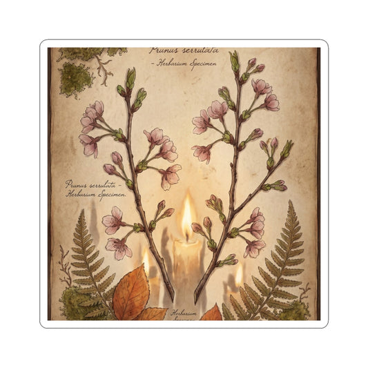 Ma Cherry Blossom Sticker - Cottagecore Herbarium