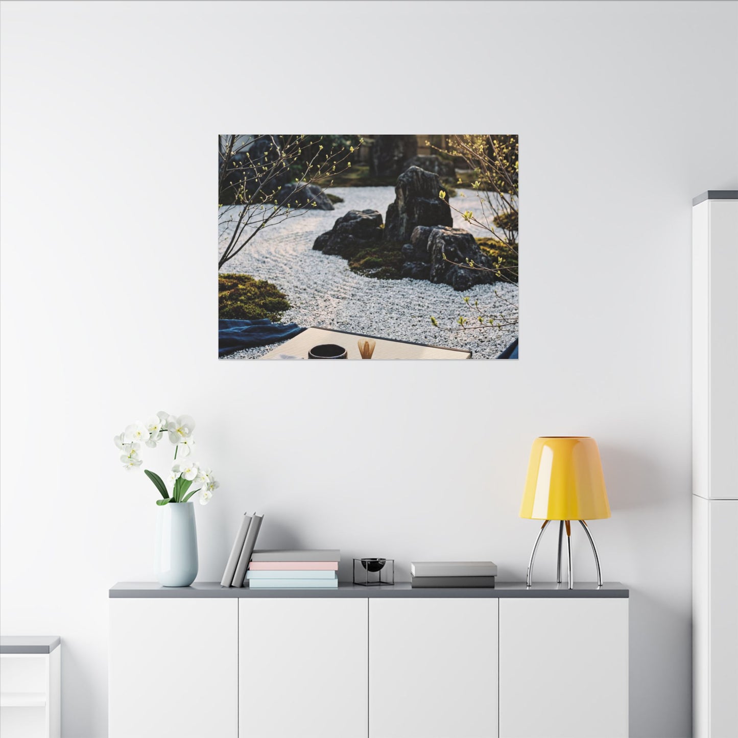Zen Tea Ceremony in Golden Hour | Karesansui Canvas Art