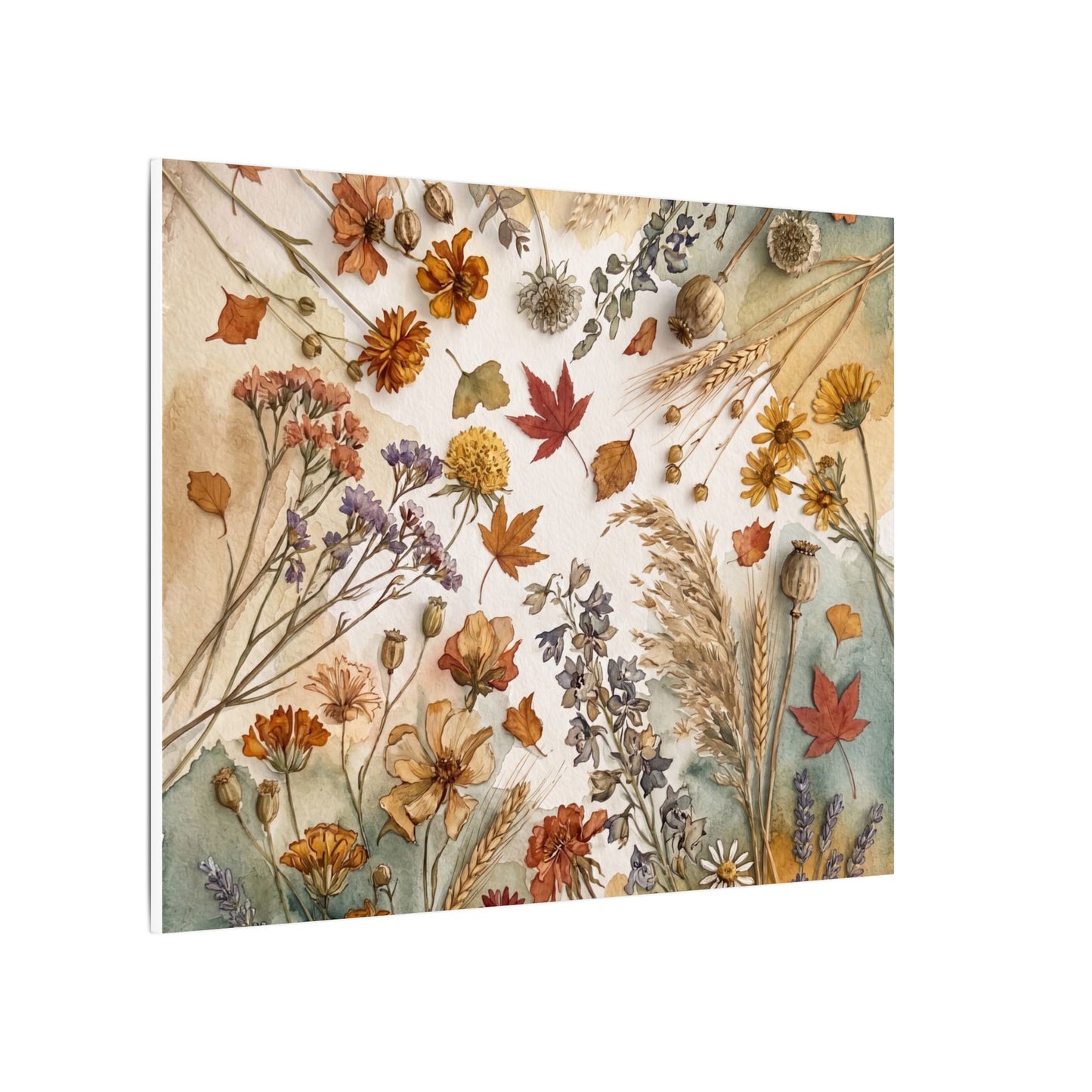 Dried Flowers Canvas Art | Autumn Japandi Watercolor Art