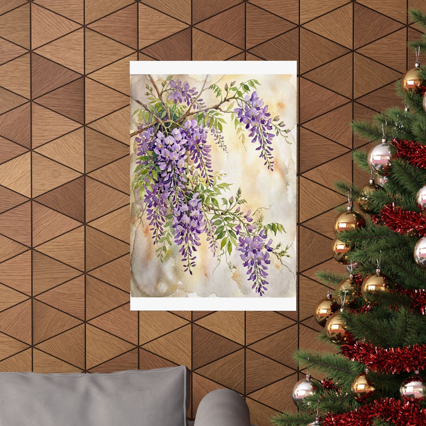 Spring Wisteria Watercolor Wall Art Print | Cozy Decor