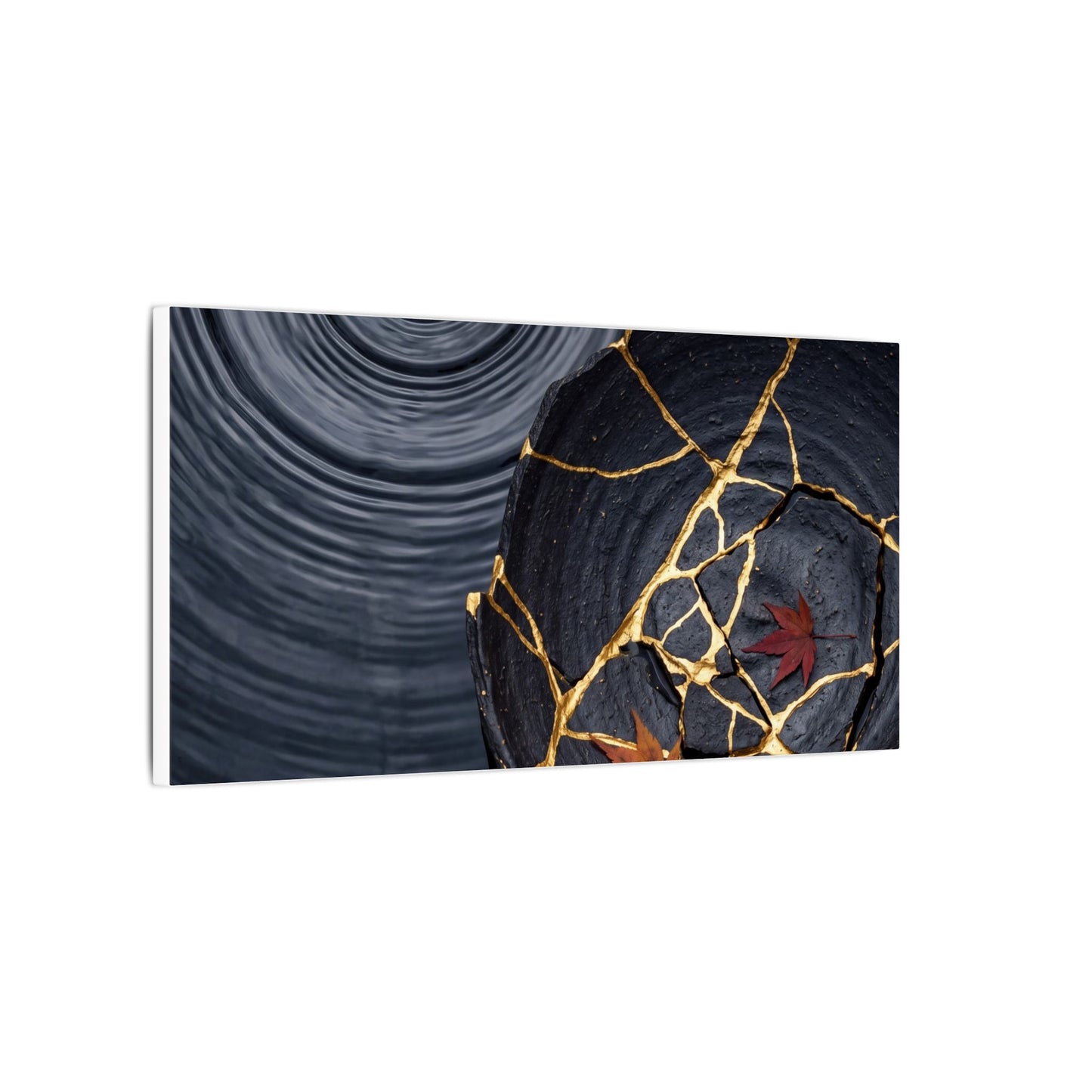 Philosophical Water Ripple Canvas Art - Gold Repair Kintsugi