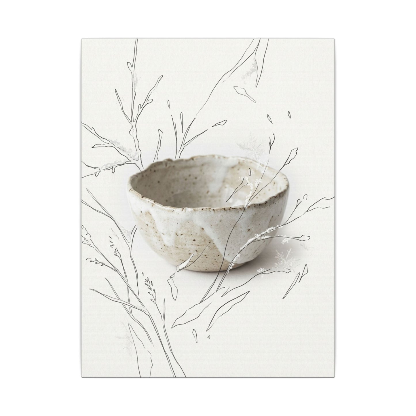 Neutral Ceramic Bowl Canvas Art - Minimal Line Japandi
