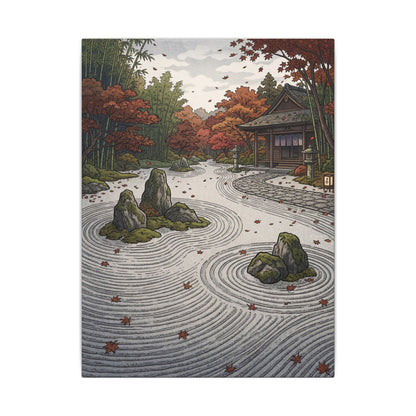 Autumn Rock Garden Ukiyo E Inspired Canvas Art | Peaceful Decor