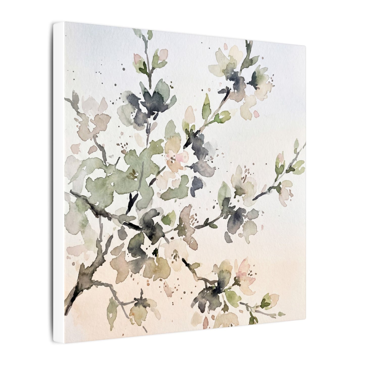 Cherry Blossom Watercolor Canvas Art | Elegant Japandi Art
