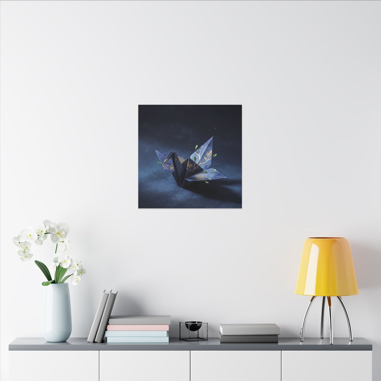 Kintsugi Paper Fold in Moonlight | Crackle Gold Canvas Art