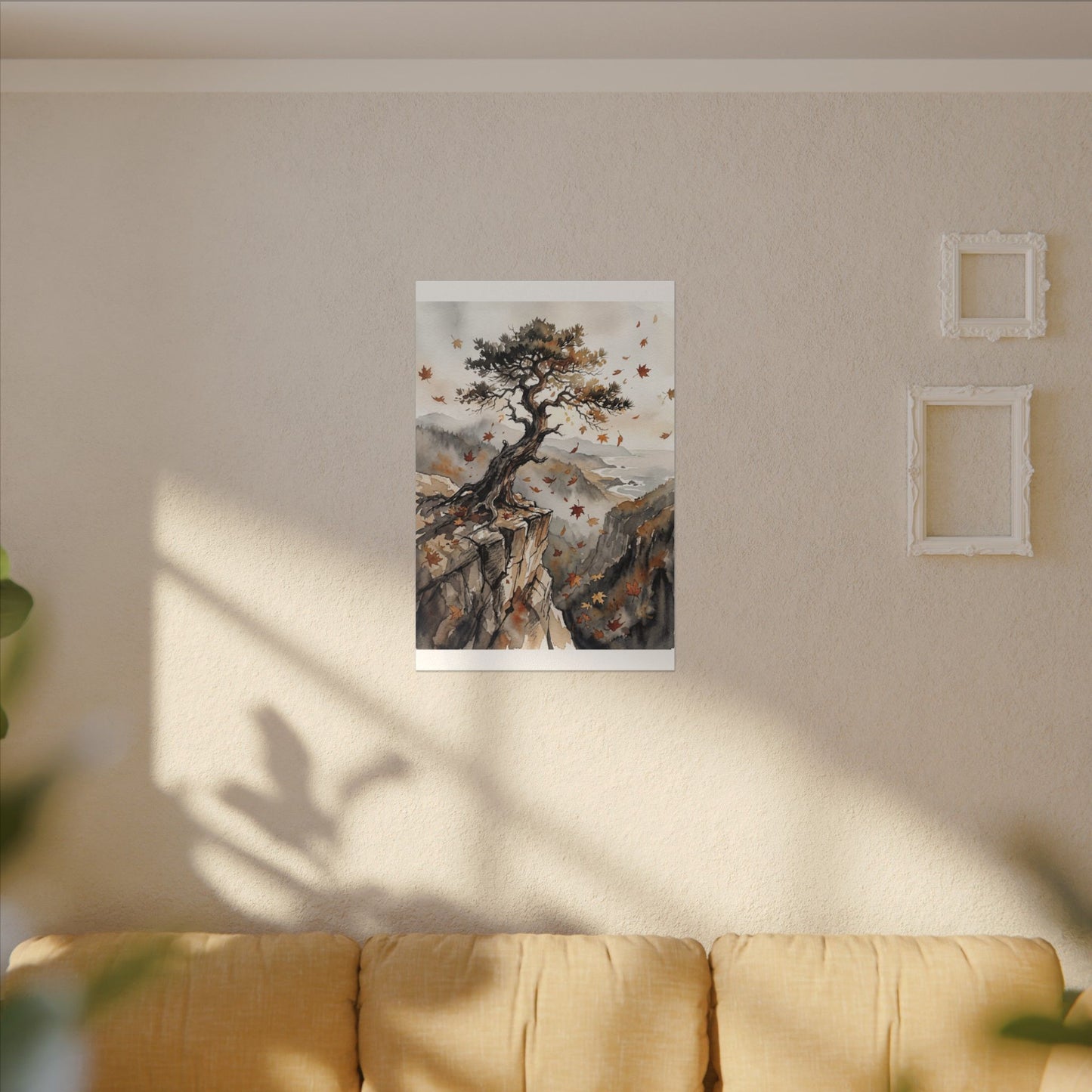Autumn Pine Tree Watercolor Canvas Art | Warm Decor