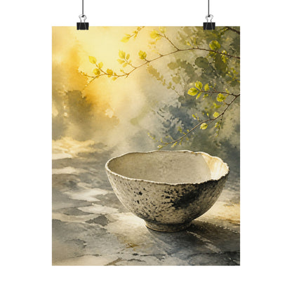 Ceramic Bowl Wall Art Print | Spring Japandi Watercolor Art