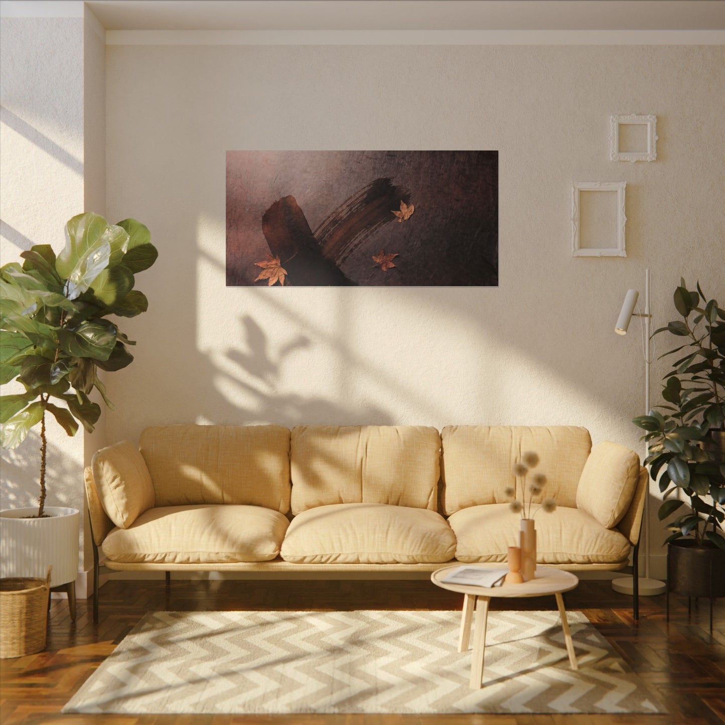 Moody Ink Brushstroke Canvas Art - Moody Minimal Dark Japandi