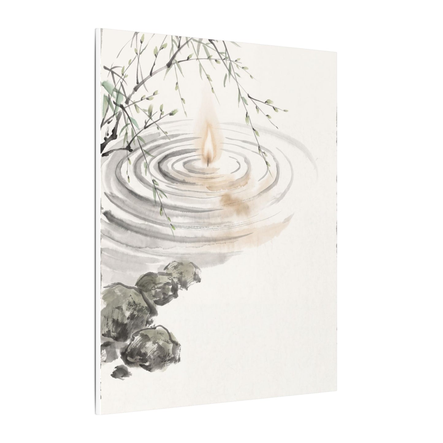 Water Ripple Sumi E Canvas Art | Tranquil Zen Art