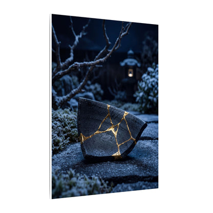Moonlit Garden Winter Canvas Art | Kintsugi Artful Design