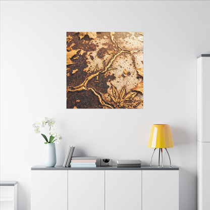 Kintsugi Rust Patina in Golden Hour | Gold Vein Canvas Art