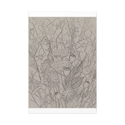 Summer Dried Flowers Minimal Line Canvas Art | Elegant Decor