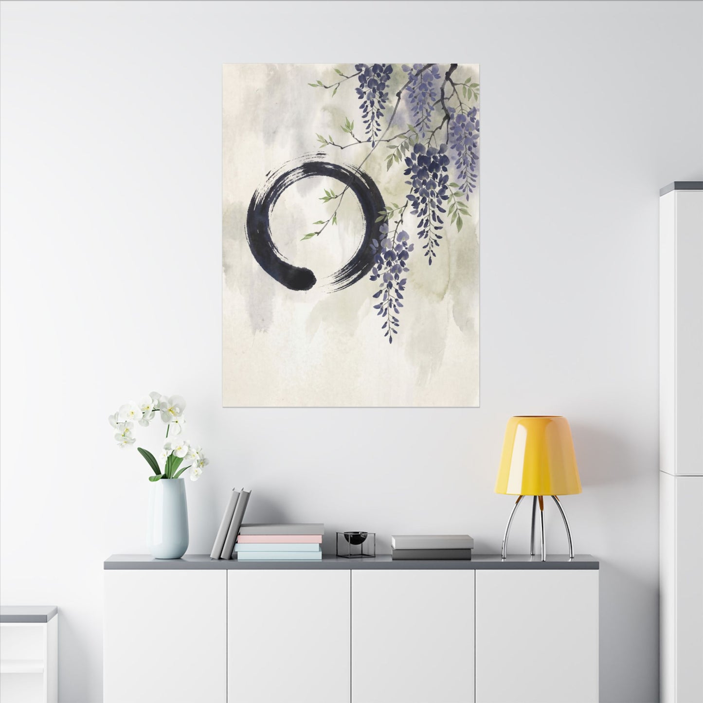 Wisteria Enso Canvas Art | Serene Zen Art
