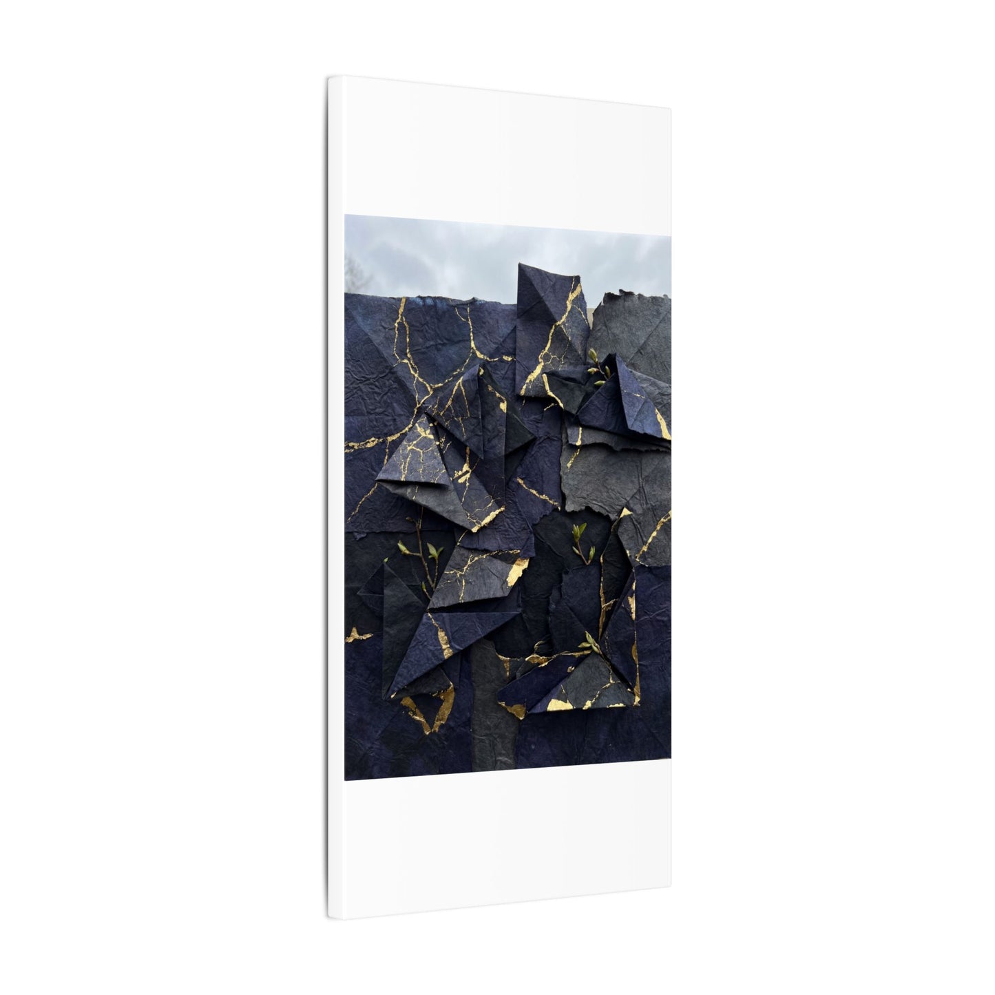 Beautiful Paper Fold Canvas Art - Crackle Gold Kintsugi