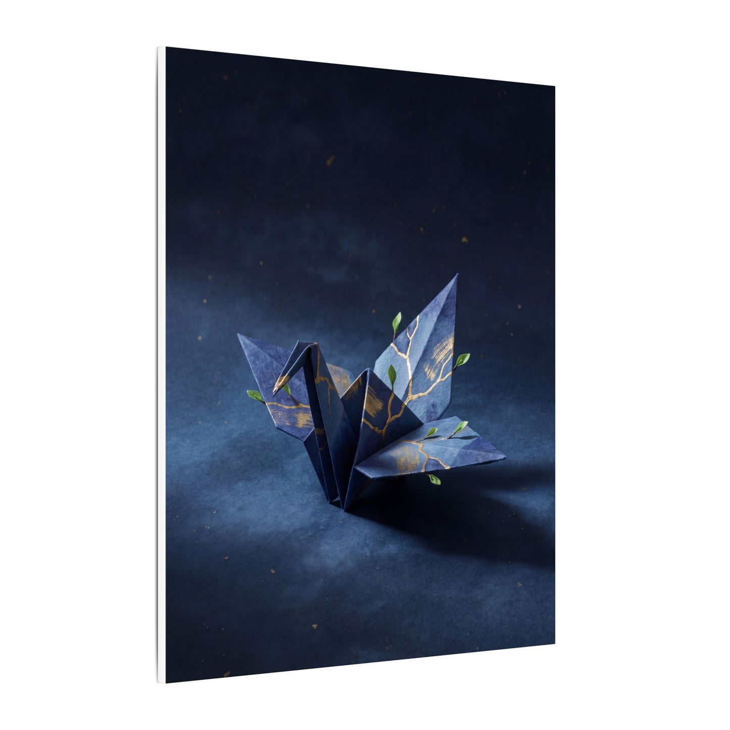 Kintsugi Paper Fold in Moonlight | Crackle Gold Canvas Art