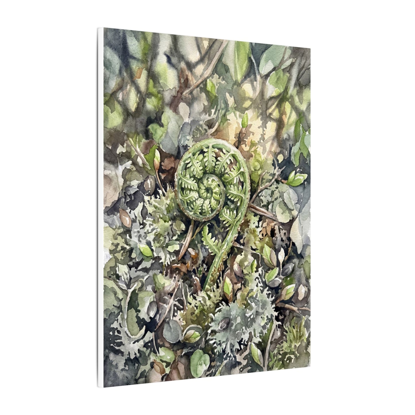 Fern Unfurling Spring Canvas Art | Japandi Neutral Design