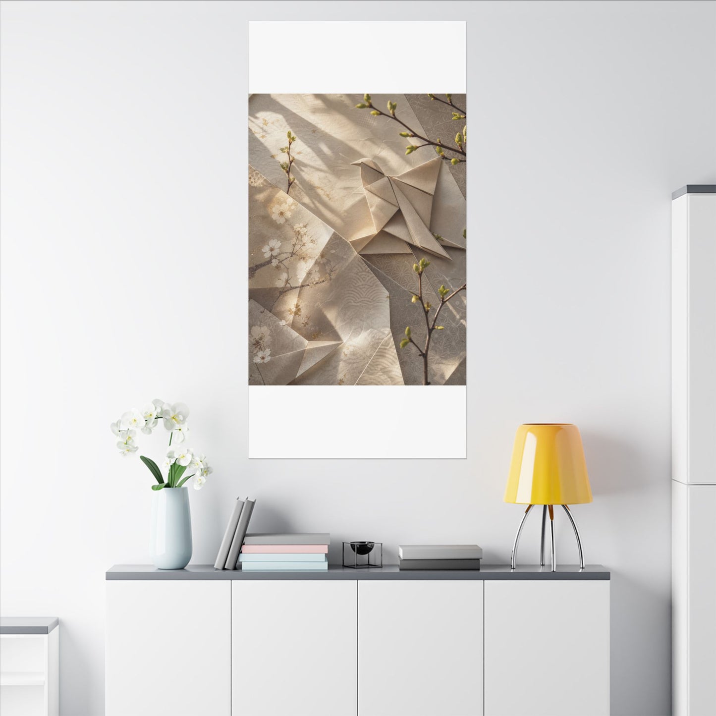 Golden Hour Paper Fold Canvas Art - Japandi Fukinsei