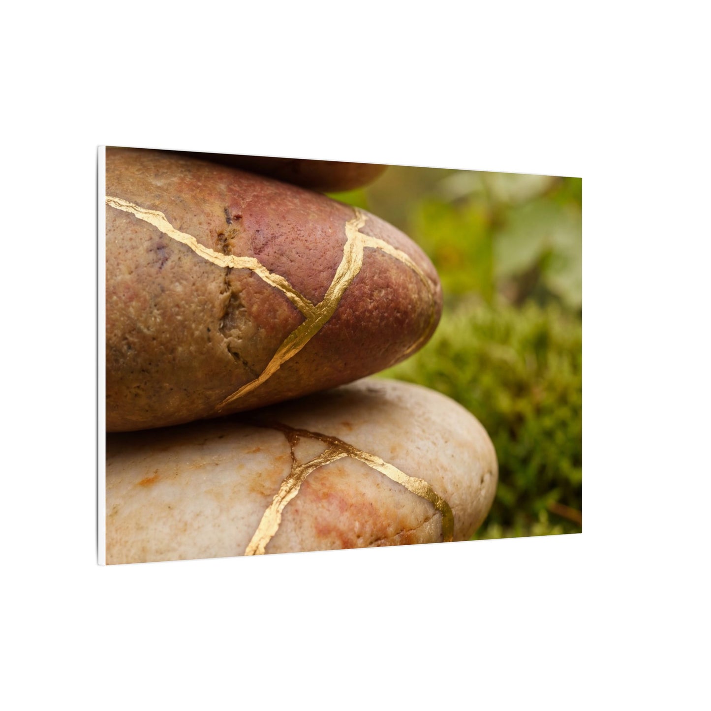River Stones Summer Canvas Art | Kintsugi Healing Design