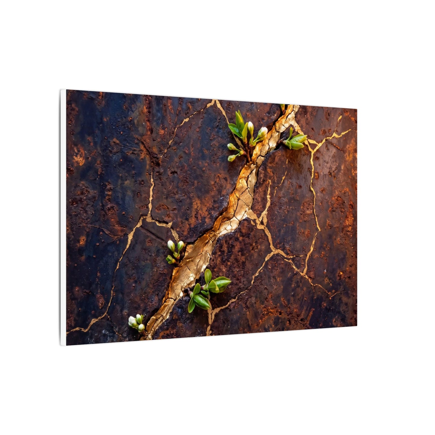 Rust Patina Spring Canvas Art | Kintsugi Resilient Design