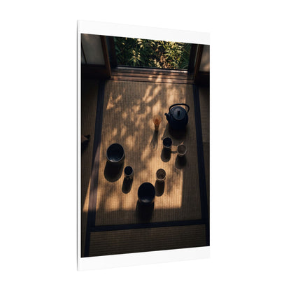 Shibui Tea Ceremony Canvas Art - Dark Japandi Shadow Zen