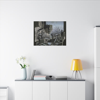 Winter Moonlit Garden Dark Texture Canvas Art | Moody Decor