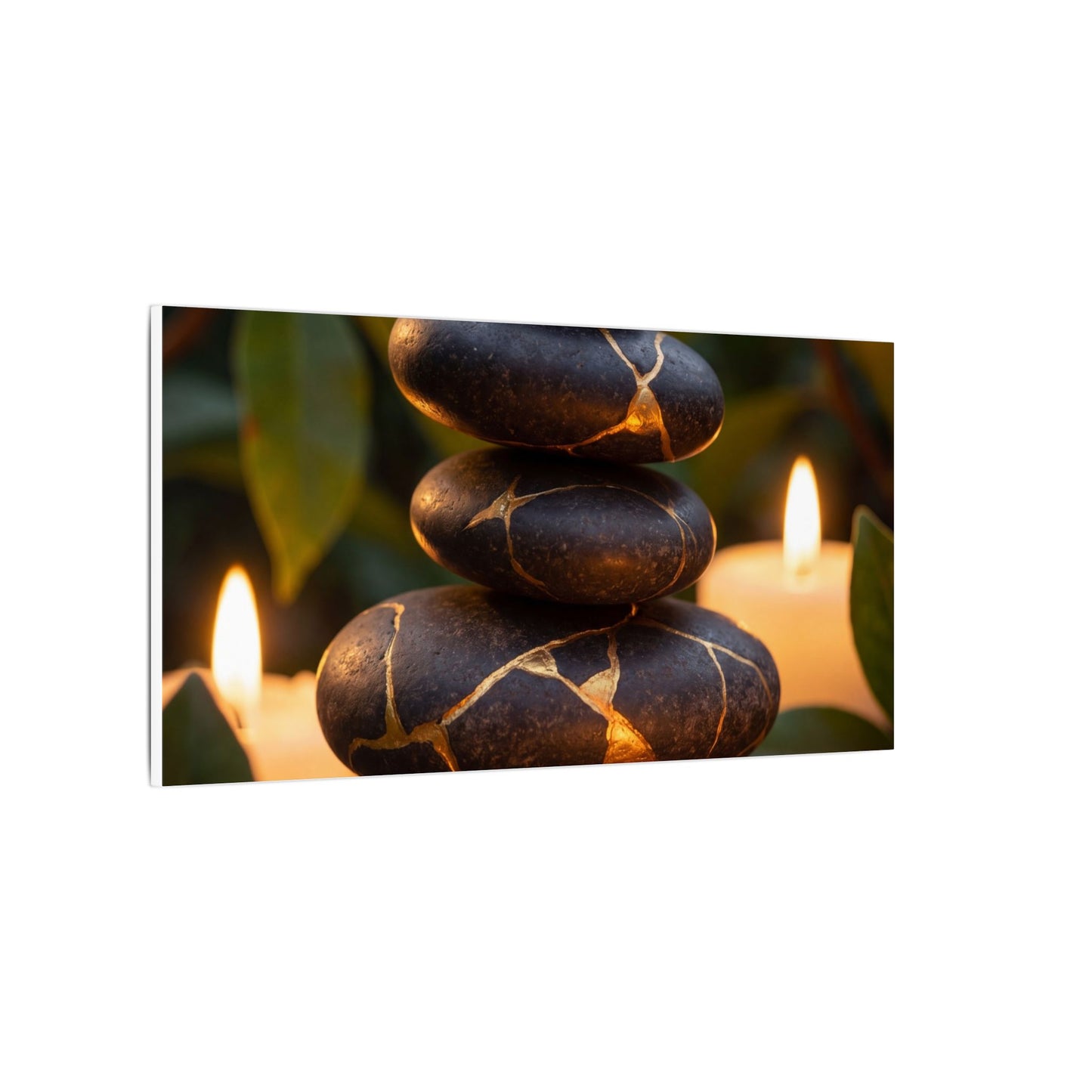 Summer River Stones Gold Vein Canvas Art | Philosophical Decor