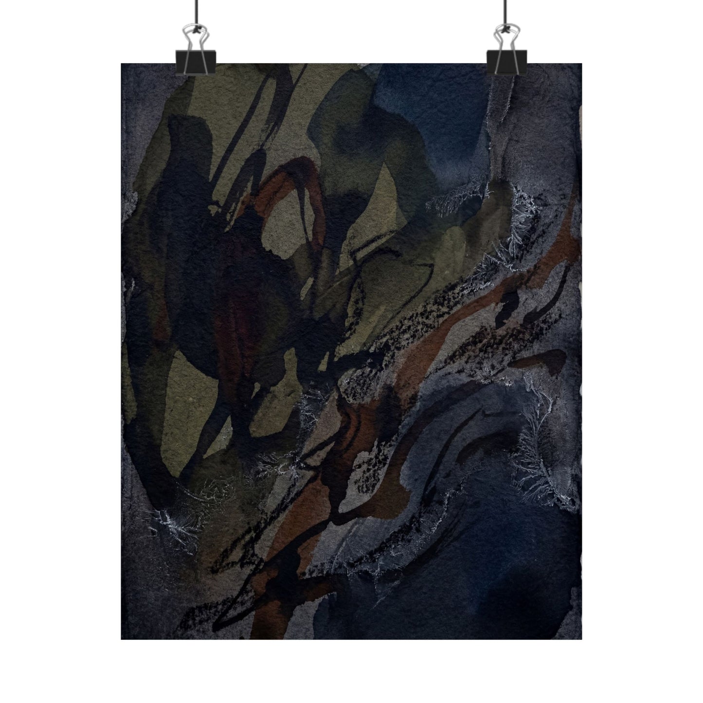 Dark Japandi Shadow Play in Overcast | Charcoal Ink Wall Art Print Art Print