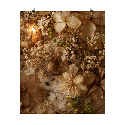 Candlelight Dried Flowers Wall Art Print - Japandi Fukinsei