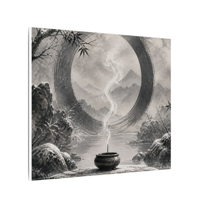 Incense Smoke Canvas Art | Winter Zen Sumi E Art