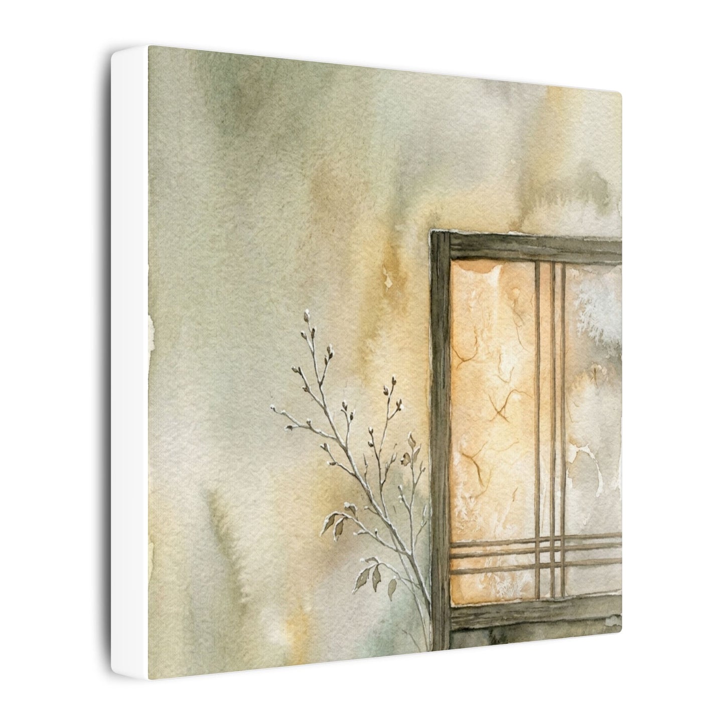Ma Shoji Screen Canvas Art - Japandi Watercolor