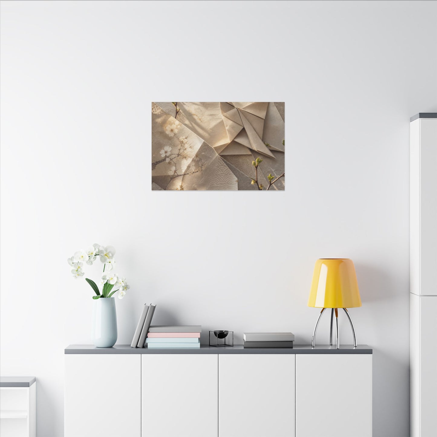Golden Hour Paper Fold Canvas Art - Japandi Fukinsei