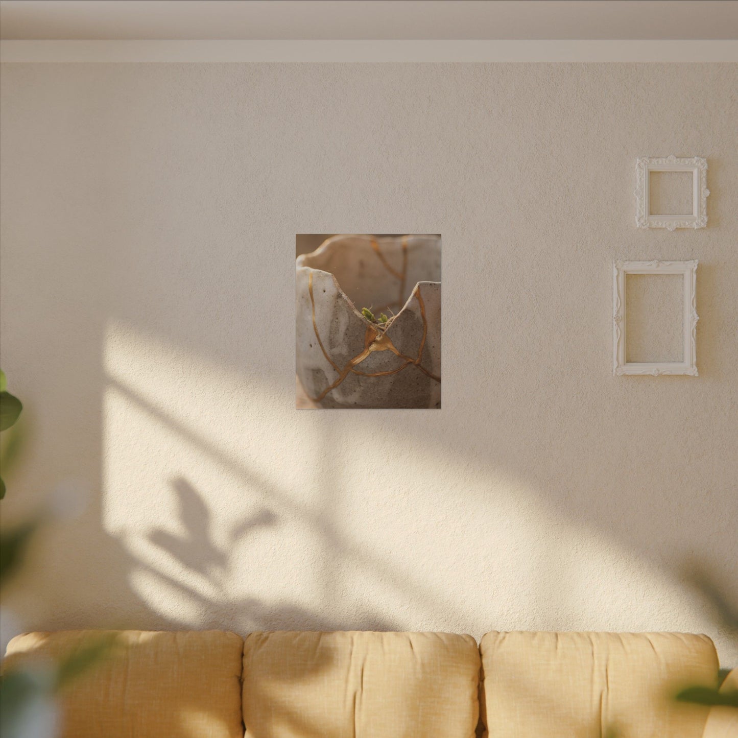 Golden Hour Broken Pottery Canvas Art - Japandi Kanso