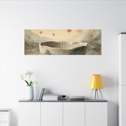 Autumn Ceramic Bowl Watercolor Canvas Art | Cozy Decor