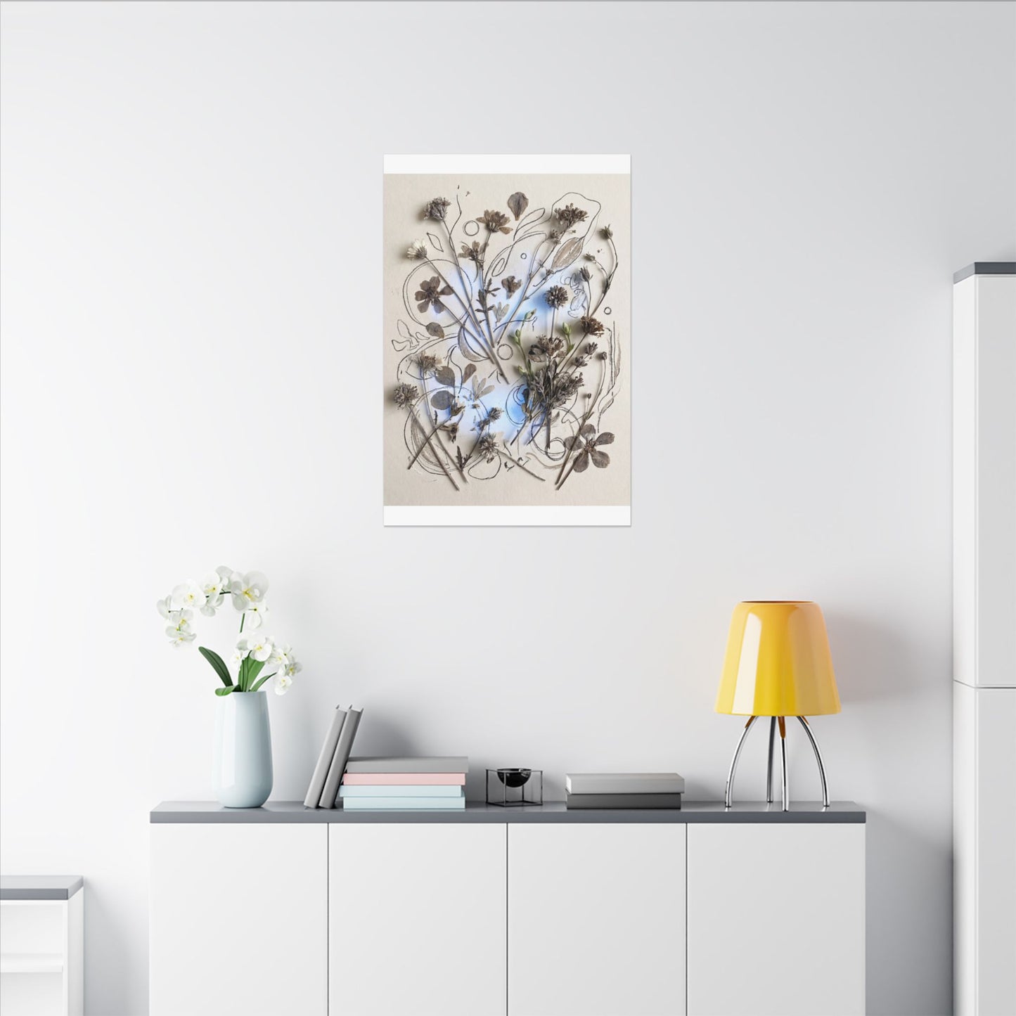 Dried Flowers Minimal Line Canvas Art | Elegant Japandi Art