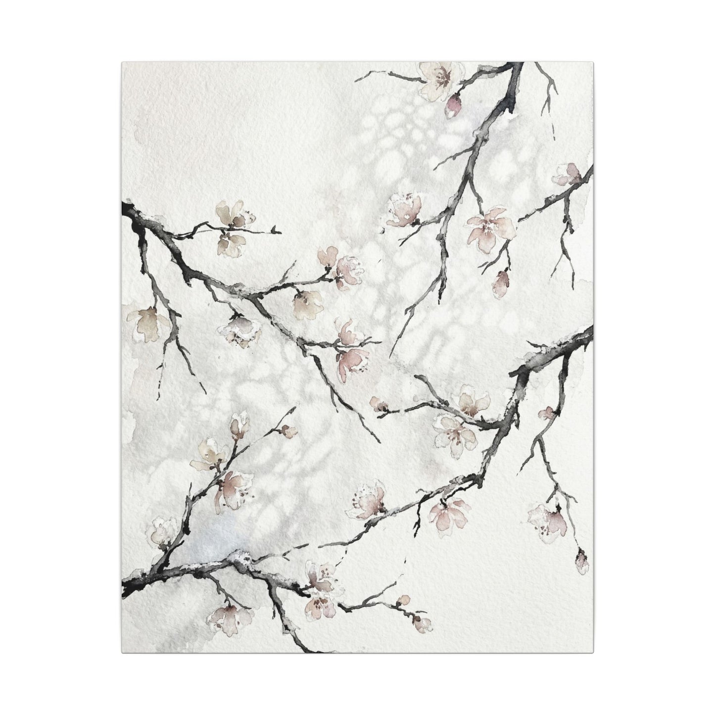 Cherry Blossom Canvas Art | Winter Japandi Watercolor Art