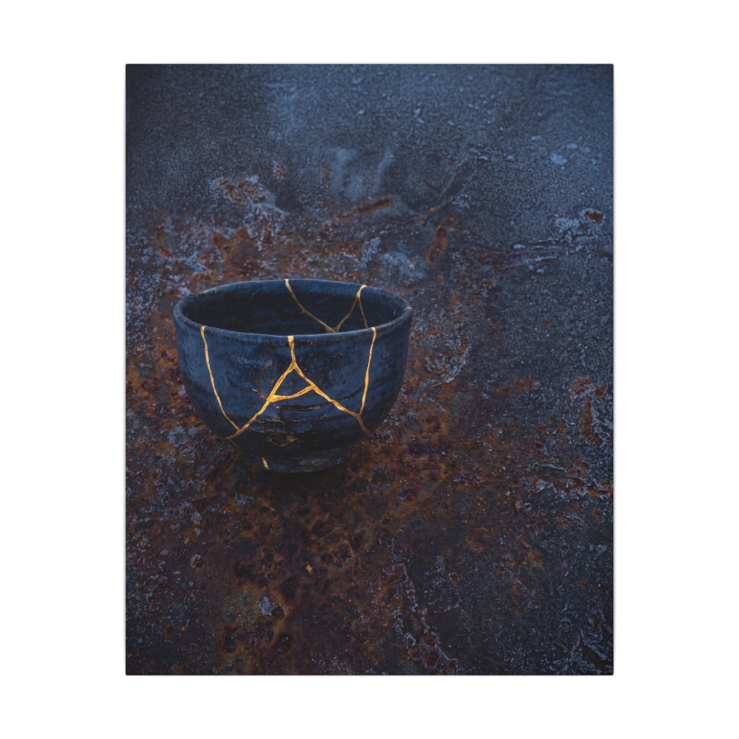 Rust Patina Winter Canvas Art | Kintsugi Healing Design