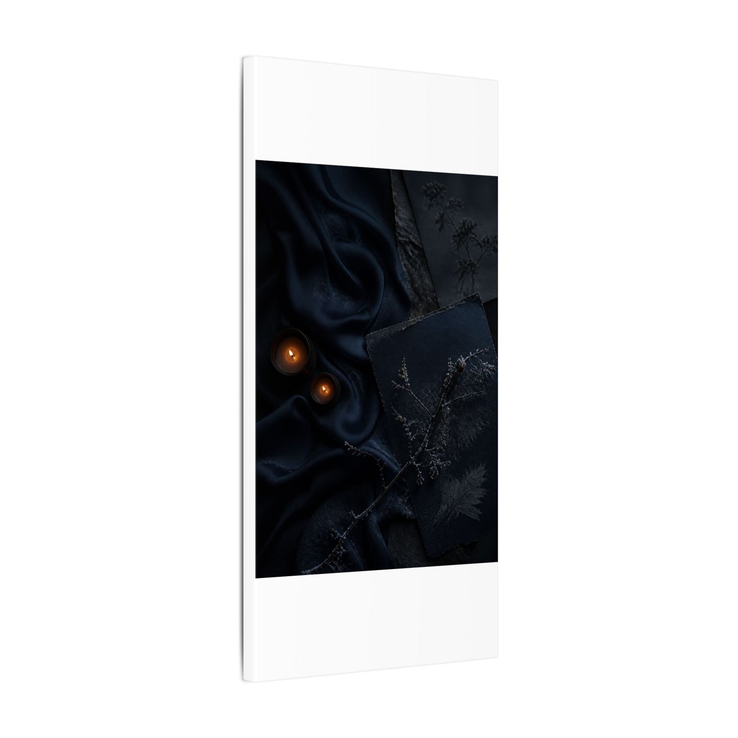 Candlelight Silk Drape Canvas Art - Dark Japandi Kanso