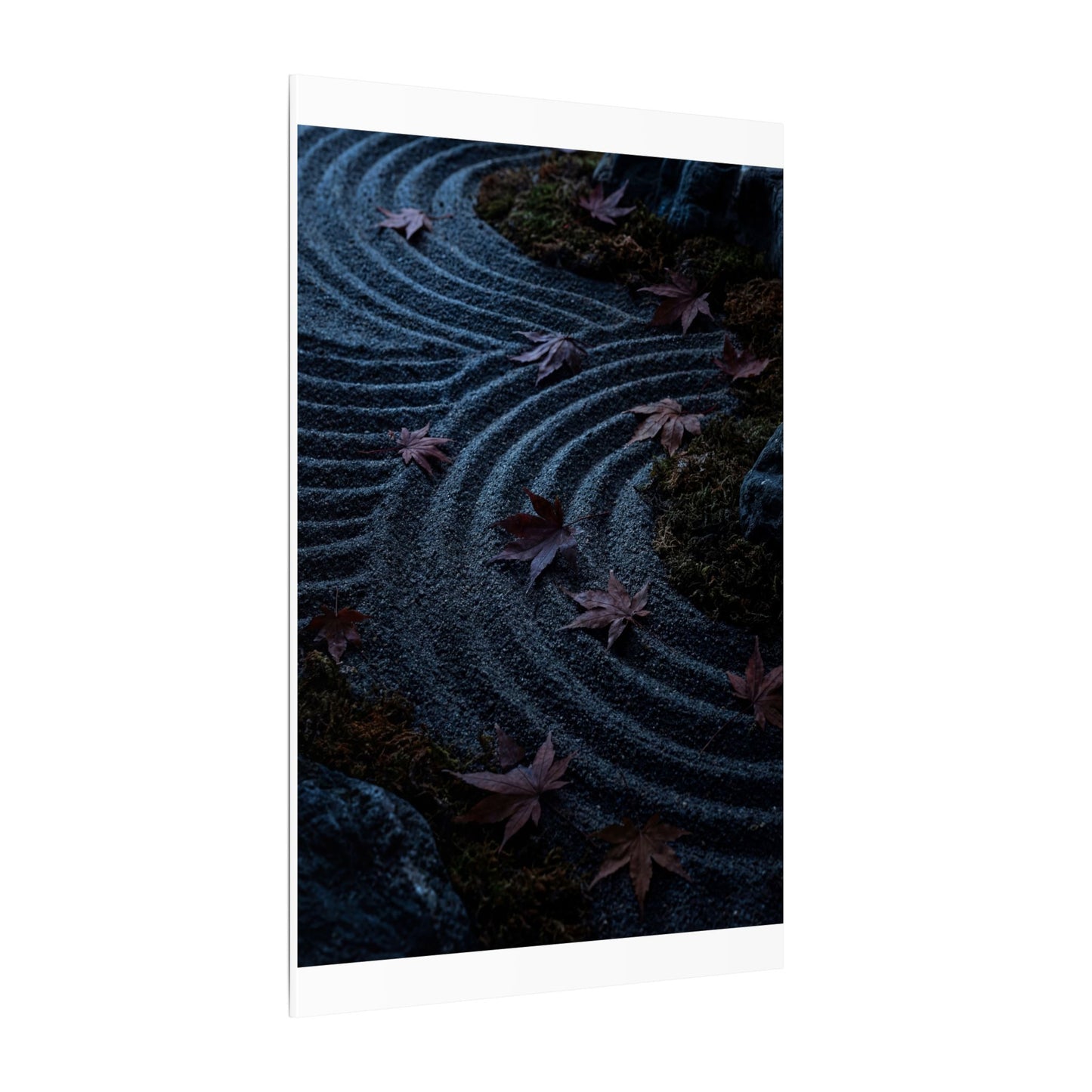 Rock Garden Canvas Art | Autumn Dark Japandi Dark Texture Art
