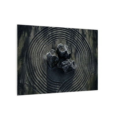 Moody Rock Garden Canvas Art - Dark Texture Dark Japandi
