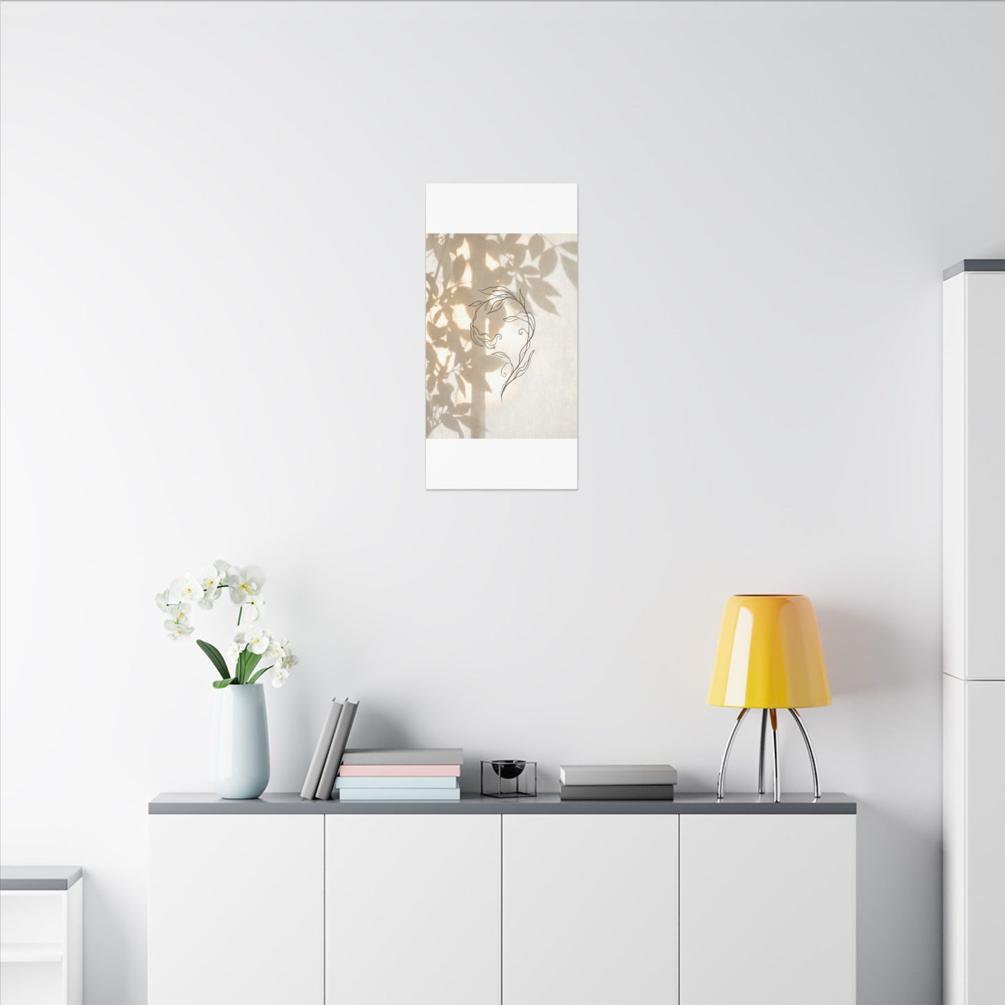 Warm Shoji Screen Canvas Art - Minimal Line Japandi