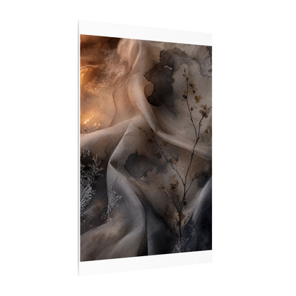 Japandi Silk Drape in Candlelight | Watercolor Canvas Art