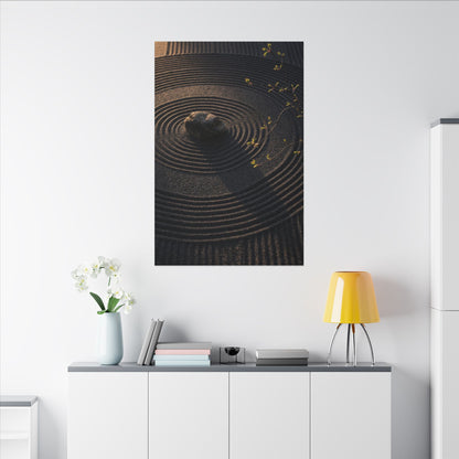 Rock Garden Shadow Zen Canvas Art | Bold Dark Japandi Art