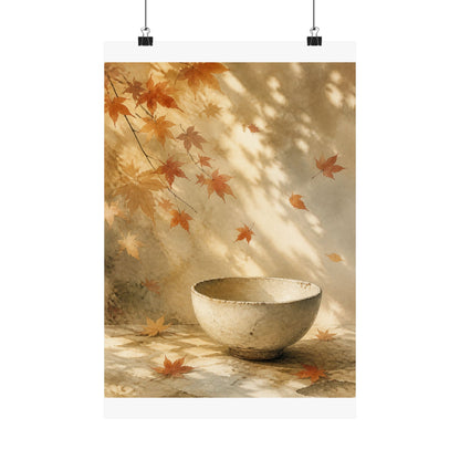 Ceramic Bowl Wall Art Print | Autumn Japandi Watercolor Art