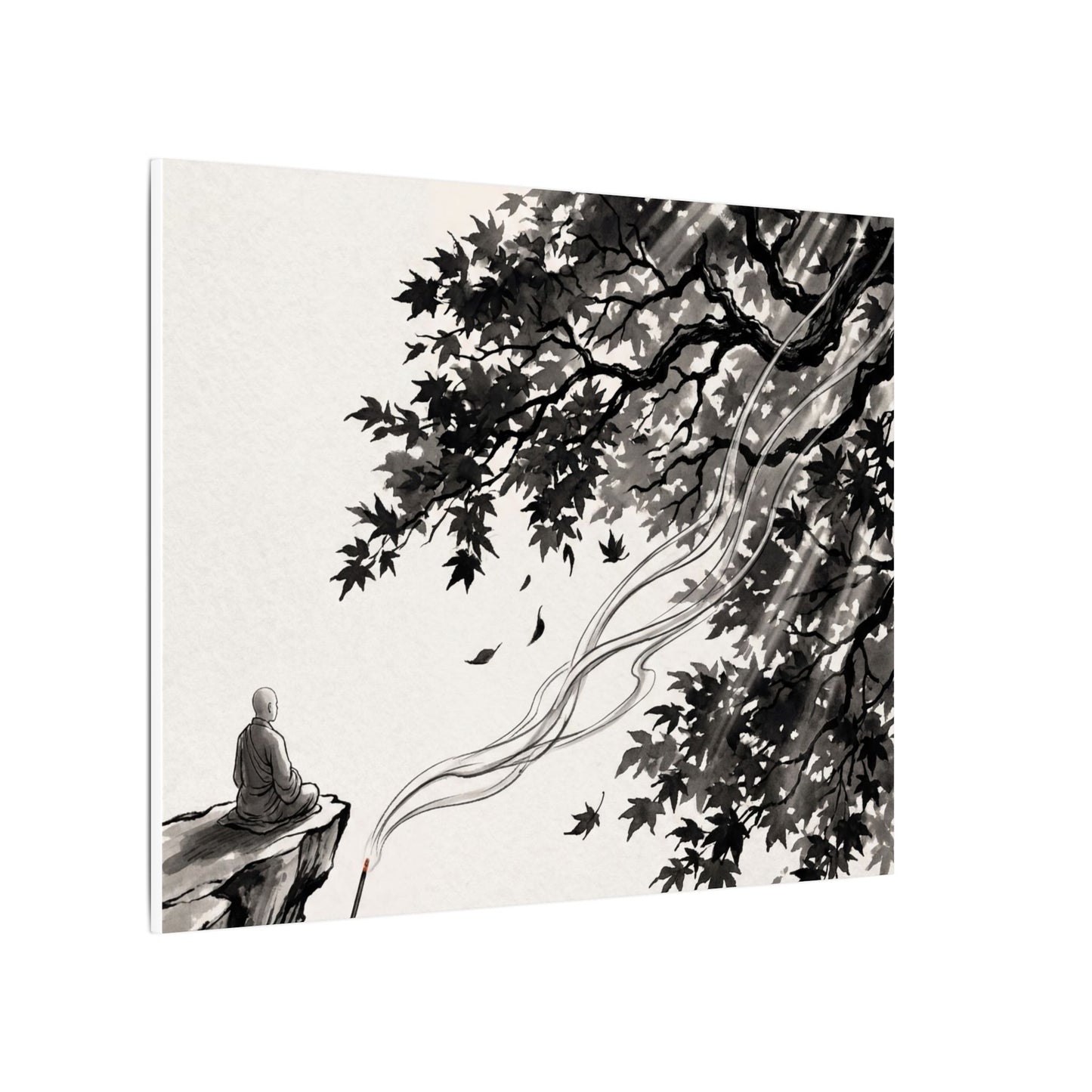 Serene Incense Smoke Canvas Art - Ukiyo E Inspired Zen