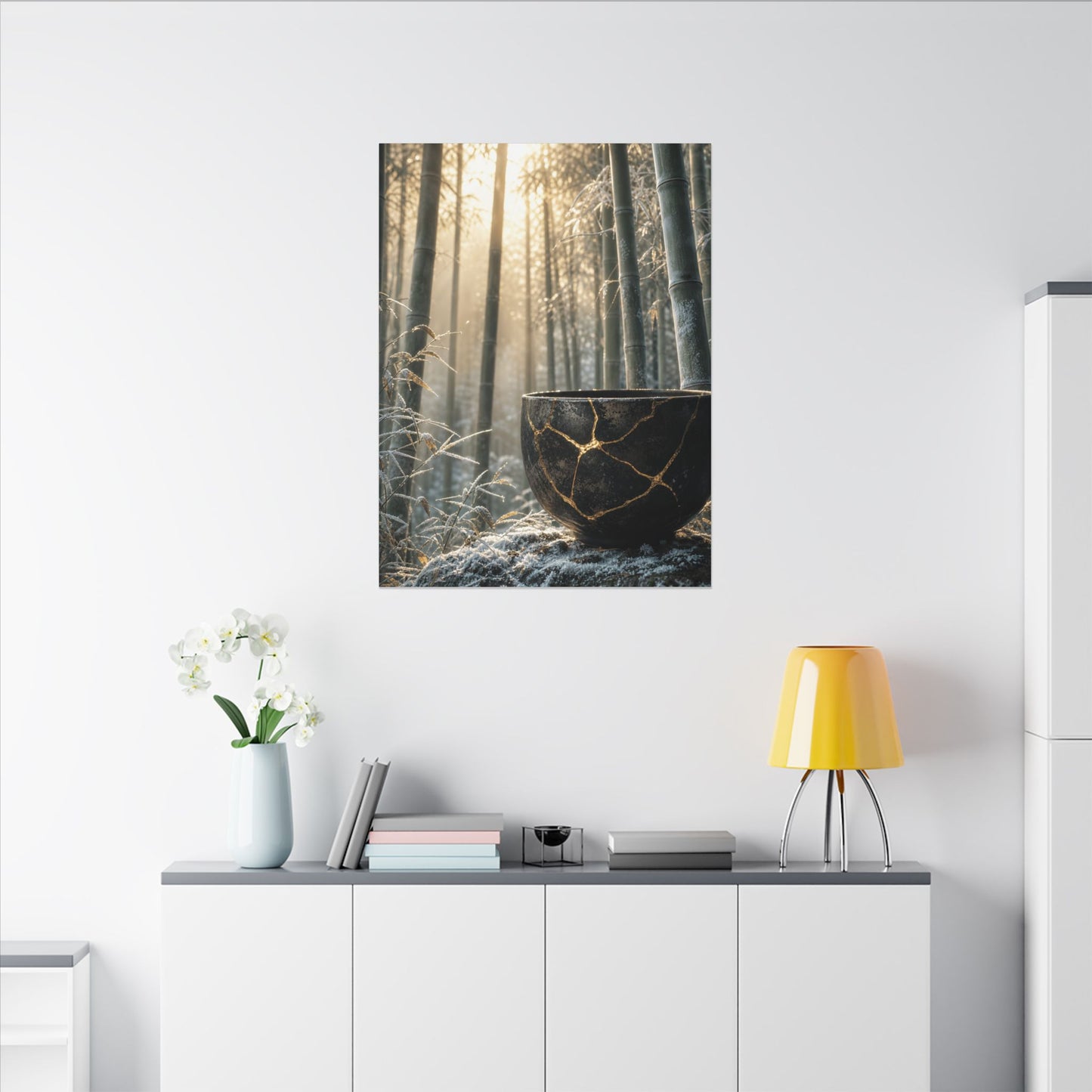 Fukinsei Bamboo Grove Canvas Art - Kintsugi Gold Repair