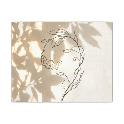 Warm Shoji Screen Canvas Art - Minimal Line Japandi